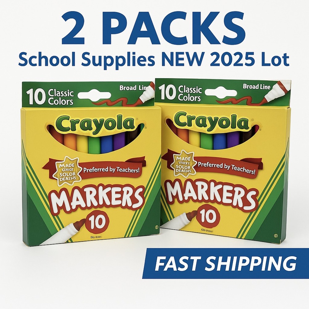2 Packs Crayola Broad Line Markers — 10 ct‎ Classic Colors, New
